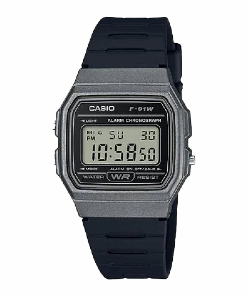 Reloj digital clásico Casio F-91WM-1BCF - Metal negro