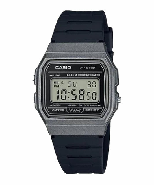 Montre digitale classique Casio F-91WM-1BCF - Métal noir