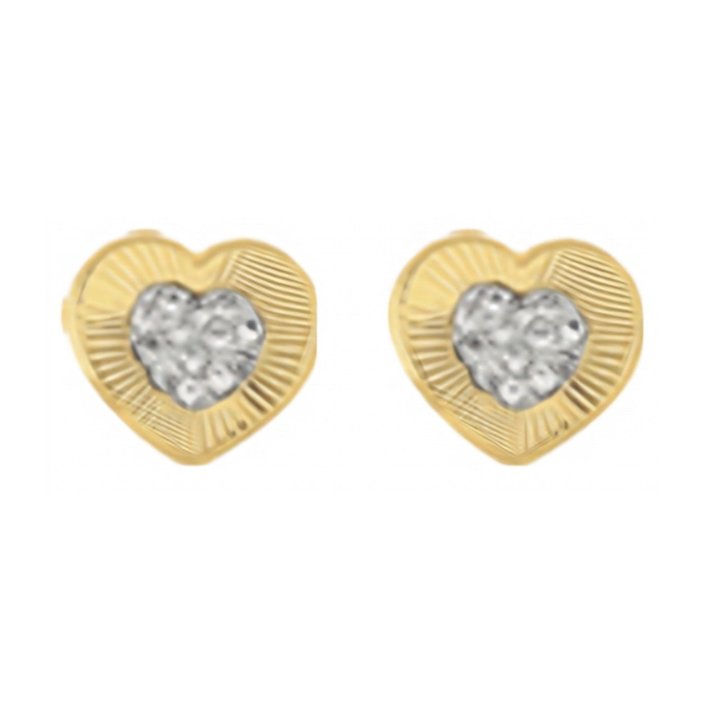 10K Gold Pavé Heart Stud Earrings