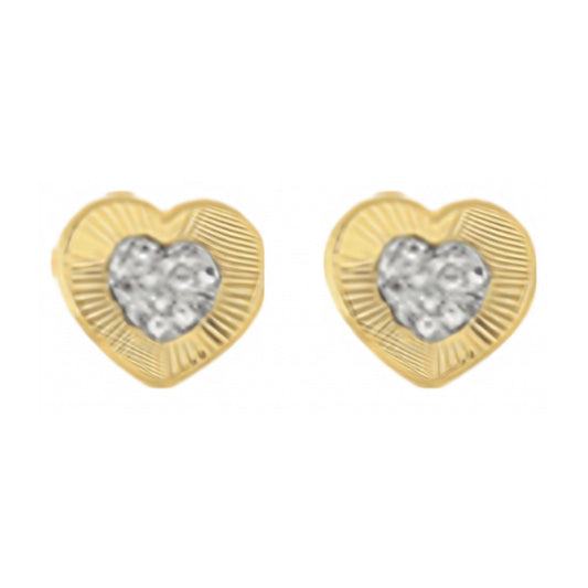 10K Gold Pavé Heart Stud Earrings