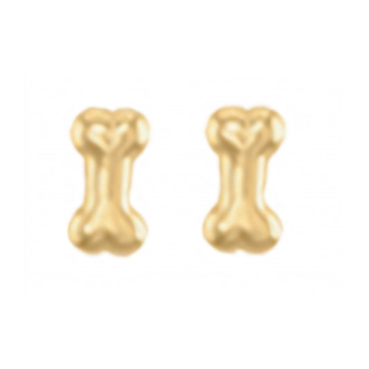 10K Gold Dog Bone Stud Earrings