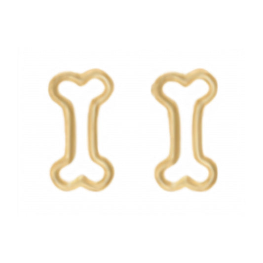 10K Gold Bone Silhouette Stud Earrings