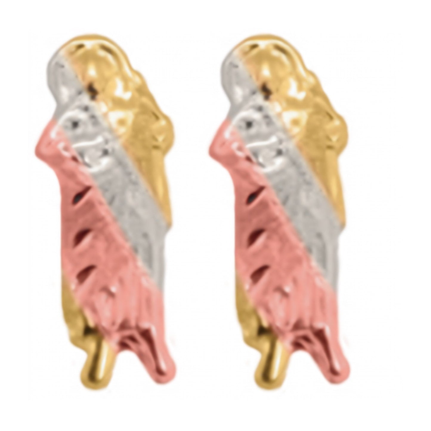 10K Tri-Color Gold San Judas Stud Earrings Large