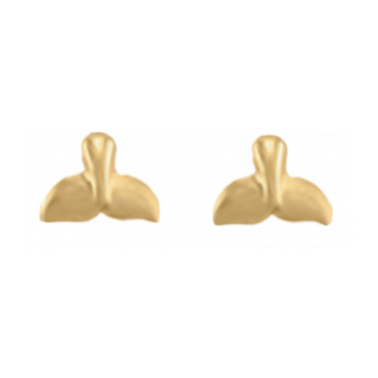 10K Gold Whale Tail Stud Earrings