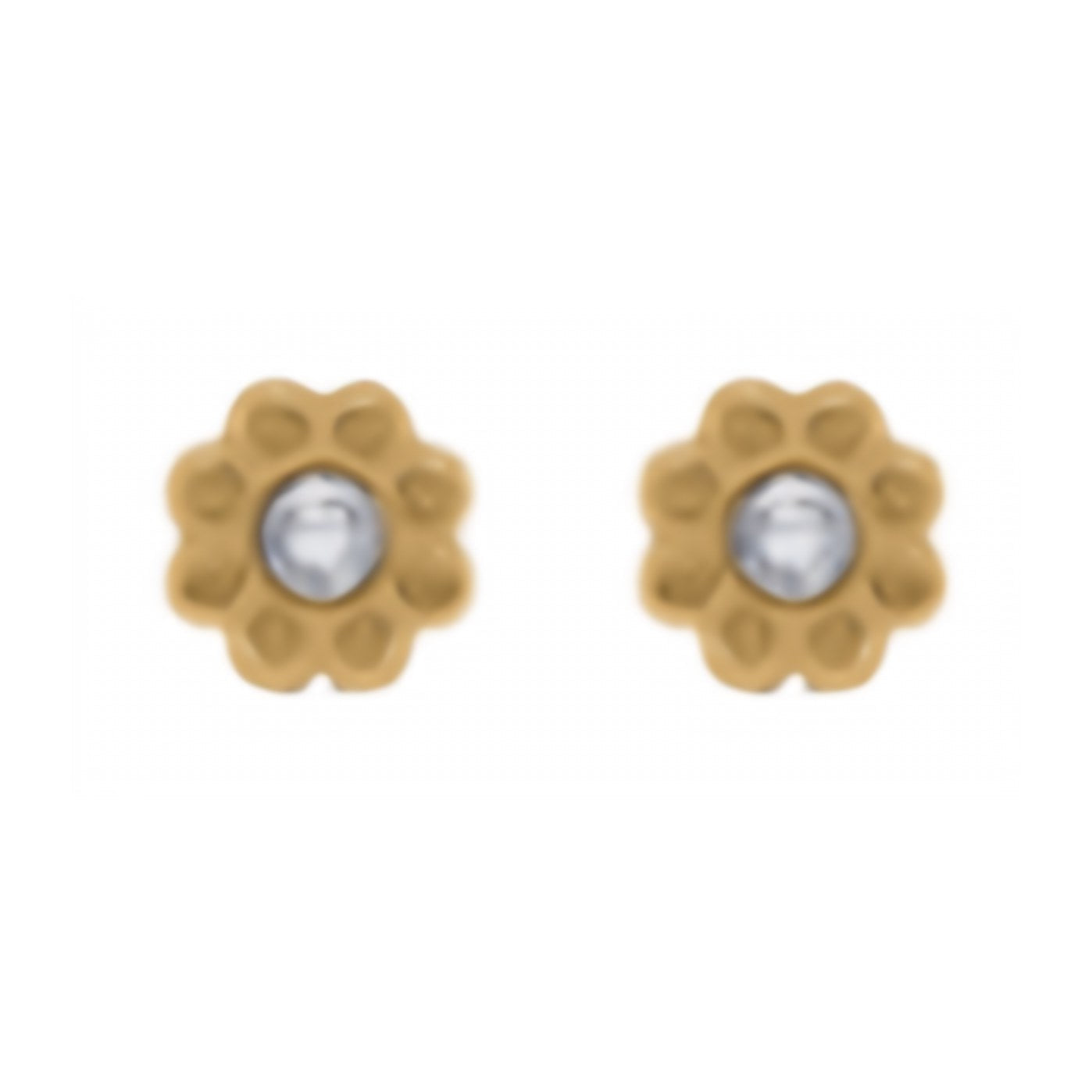 10K Gold Mini Flower Crystal Stud Earrings