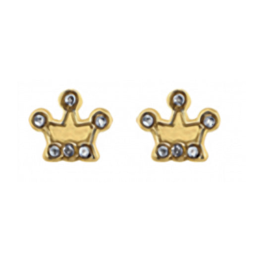 10K Gold Sandblasted Crown Stud Earrings
