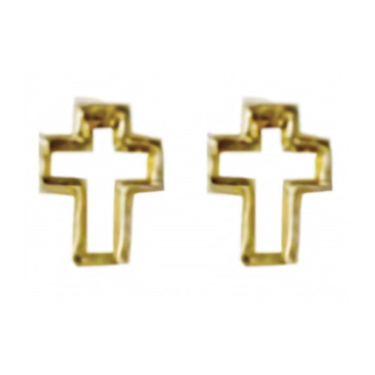 10K Gold Cross Silhouette Stud Earrings