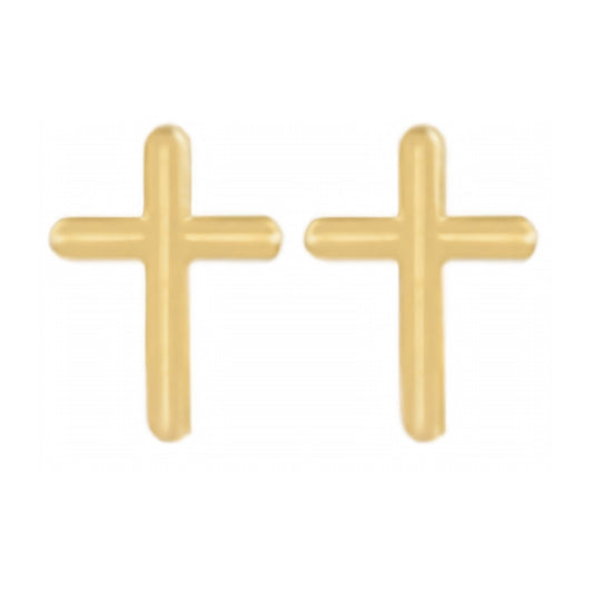 10K Gold Small Cross Stud Earrings