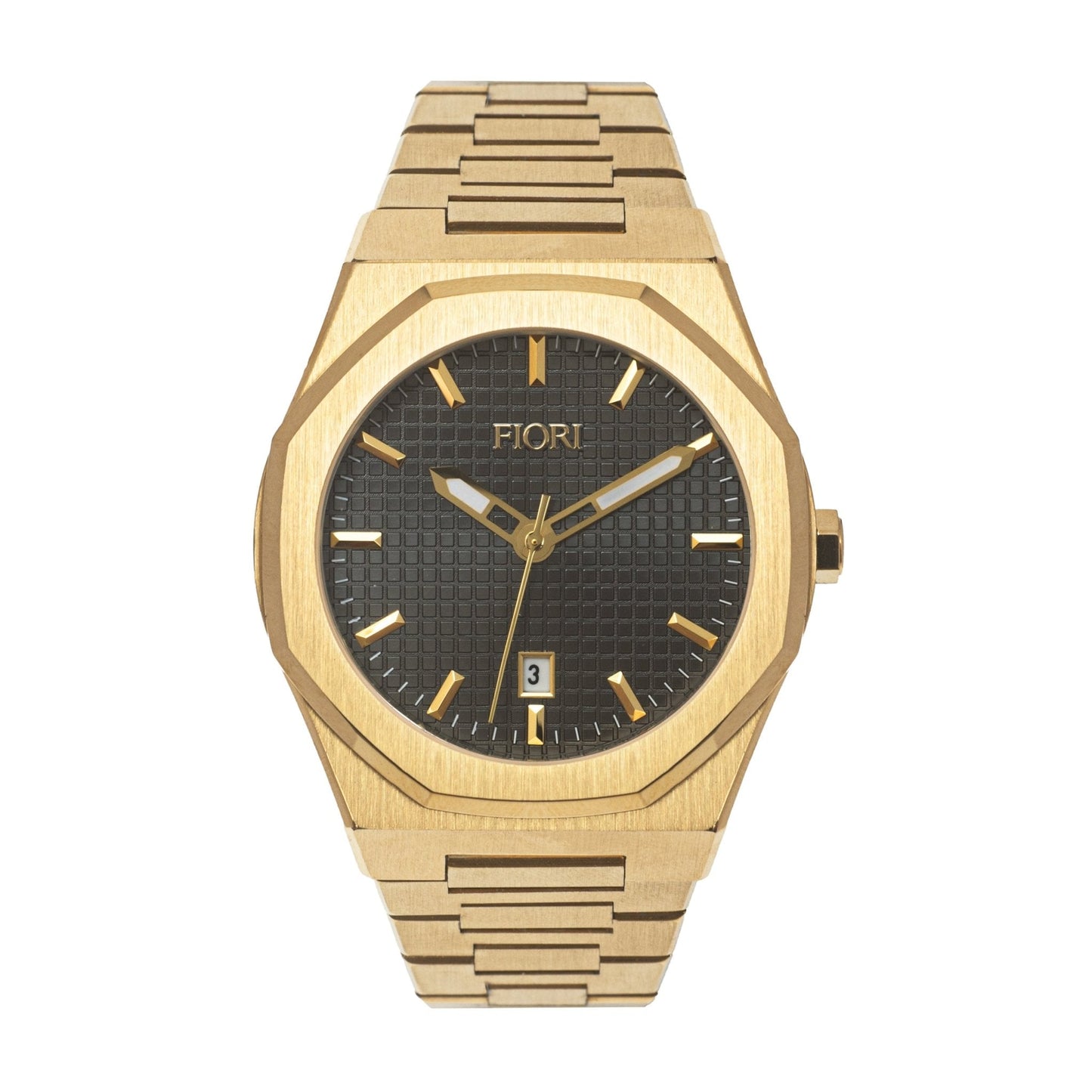 Fiori 3886 men's rose gold IP stainless steel watch sapphire crystal 42mm luxurious
