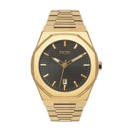 Fiori 3886 men's rose gold IP stainless steel watch sapphire crystal 42mm luxurious
