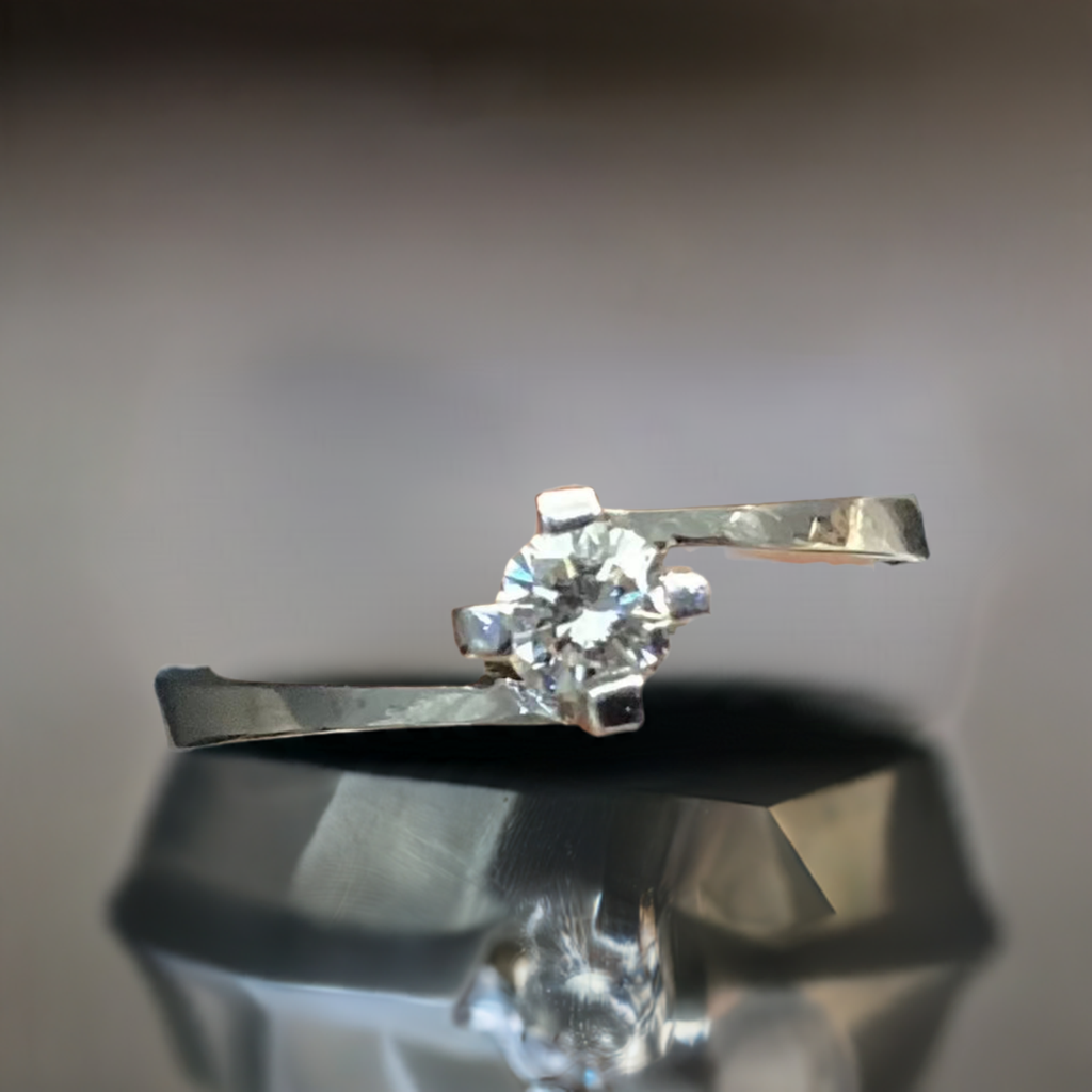 10K W Gold Mossanite Ring 20pts