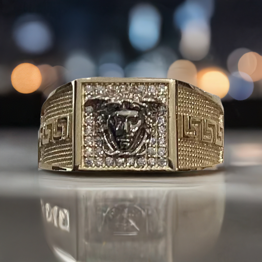 Bague Méduse en or jaune 10 carats pour homme - 4,75 g - Taille unique