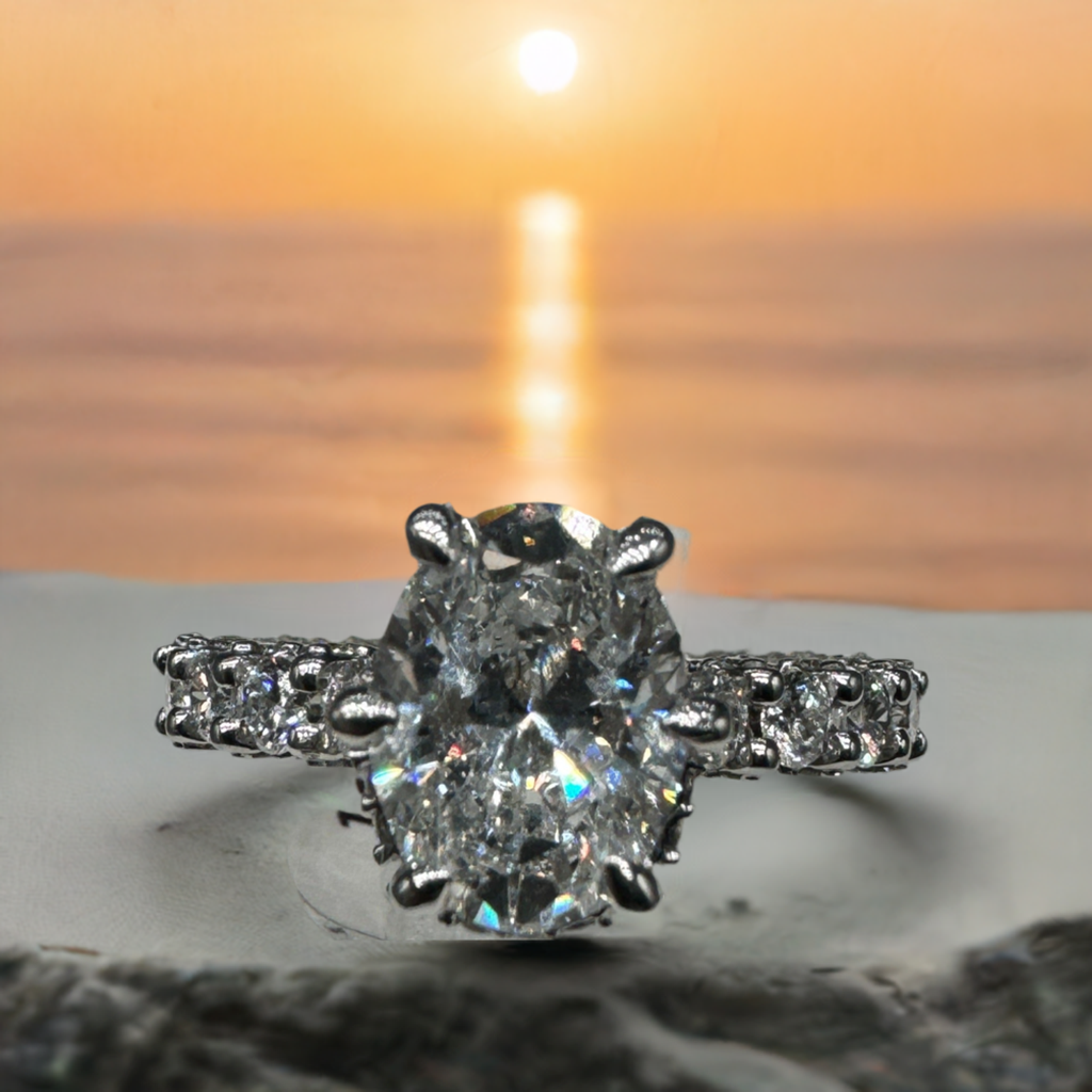 14K W Ring Lab Diamond 4.70CT or blanc Gold rings