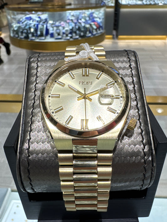 Montre Fiori 3954 à couronne vissée - Cadran champagne, entièrement en or