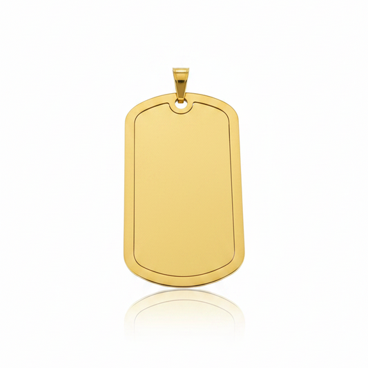 Large dog tag with border stainless steel gold plated blank