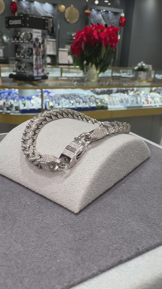 Bracelet Franco 6 mm, 20 cm (8 pouces) - Argent sterling serti de moissanite - Modèle MJCN0436-6 mm