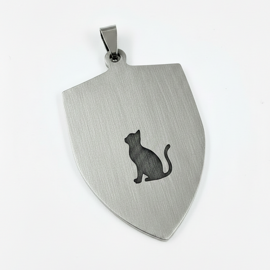 Large stainless steel shield pendant blank